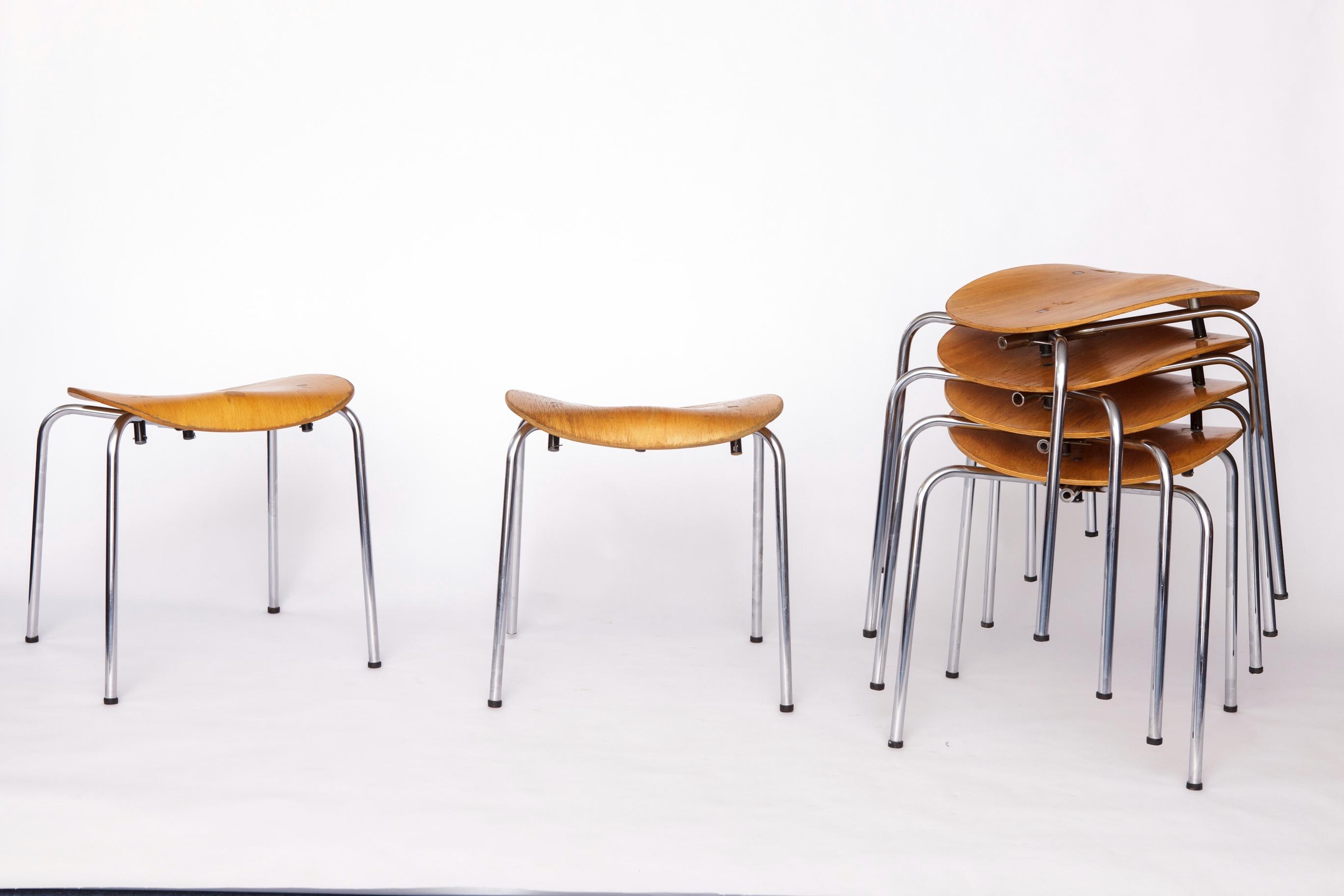 Set of 6 Egon Eiermann SE68 Stools – 1950s Mid Century Modern