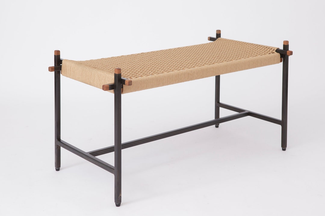 Danish Loft Bench – Handcrafted Steel Frame & Mahogany Accents ...