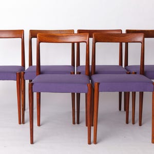 6 of 10 Vintage Rosewood Dining Chairs by Lübke, Germany, 1970s – Refurbished with Lilac Upholstery