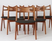 6 Hans Wegner Chairs CH29 Danish Teak 1950s Vintage