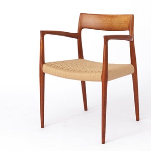 Niels Moller armchair, model 57, 1950s Vintage, paper cord seat, dining chair, Denmark