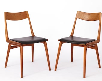 2 Teak Boomerang Dining Chairs by Alfred Christensen for Slagelse Mobelvaerk, 1950s, Set of 2.