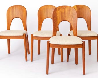 Niels Koefoed Morten Dining Chairs, Set of 4, Teak, 1970s Danish Mid Century Modern