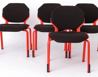 Set di 4 sedie impilabili Fröscher, design tedesco anni '80, Hartmut Engel, IF Design Award