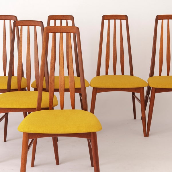 6 chaises de salle à manger Niels Koefoed Eva, Vintage 1960 - Set de 6