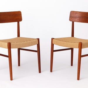 Pair of Vintage Danish Dining Chairs, 1960s – Teak Wood & Renewed Paper Cord