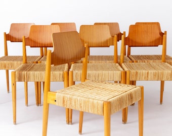 8 Stühle Egon Eiermann Chairs #SE19 Bauhaus Germany 1950s Vintage