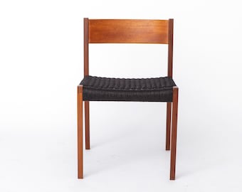 Vintage Poul Cadovius Chair “Pia” for Cado, Danish Teak Chair 1960s, Black Danish Cord Seat, Mid Century Modern