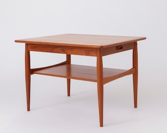 Teak coffee table with drawer Glostrup 60s-70s Vintage Denmark