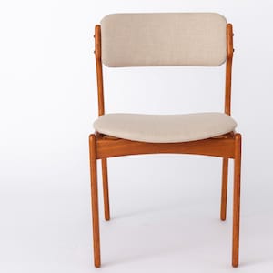 1 of 8 Vintage Erik Buch Teak Dining Chair – 1960s Danish Design, Beige Upholstery