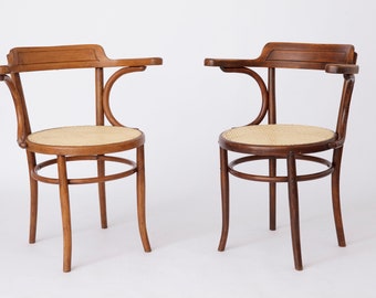 2 Vintage Chairs Bentwood Viennese braid Austria approx. 1950s