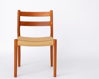 1 des 6 chaises Niels Moller, modèle 84, années 1970, teck, vintage, danois