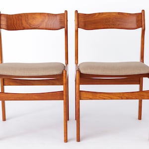 Pair of Vintage Danish Dining Chairs | 1960s-70s Walnut Frame | Mid-Century Modern | Reupholstered Seats
