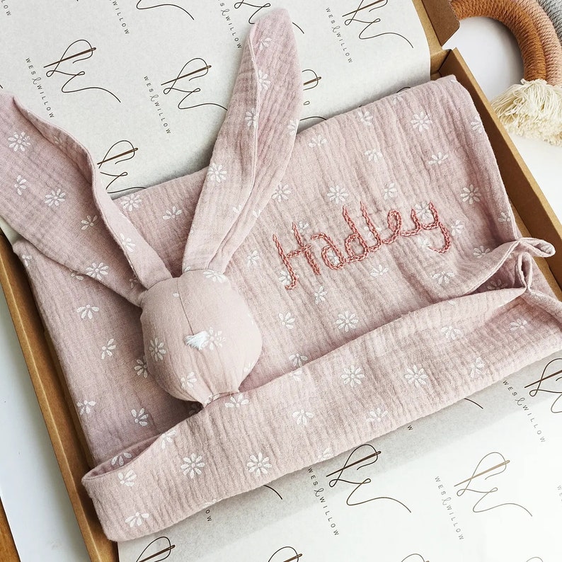 Muslin Bunny Comforter Etsy UK