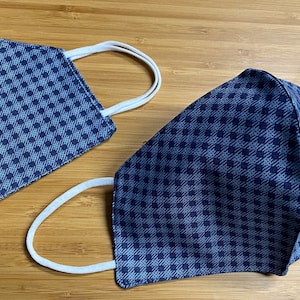 Blue Check -  Cotton Facemask