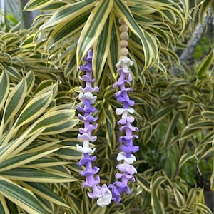Handmade Purple Puakenikeni Car Lei, Essential Oil Diffuser, Hawaiian Rearview Mirror Charm