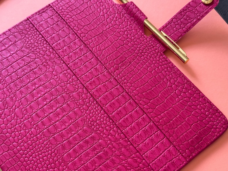 Handmade Croc Vegan Leather Planner Binder: A5/A6 Agenda Accessory Set image 5