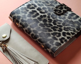 Leopard Print A6 Planner Binder: Handmade 6-Ring Agenda Accessory Set