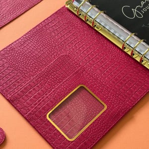 Handmade Croc Vegan Leather Planner Binder: A5/A6 Agenda Accessory Set image 4