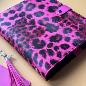 Leopard Tier Print Kalender, A6 A5 6 Ring Agenda, handgemachte Planermappe, Personal Planer, personalisierter Planer, Planer nach Maß