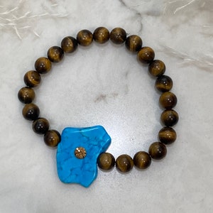 Tiger Eye bracelet, turquoise bracelet, Christmas gifts, Tigers eye and turquoise bracelet, Turquoise Stone Bracelet, Hobo lux bracelet