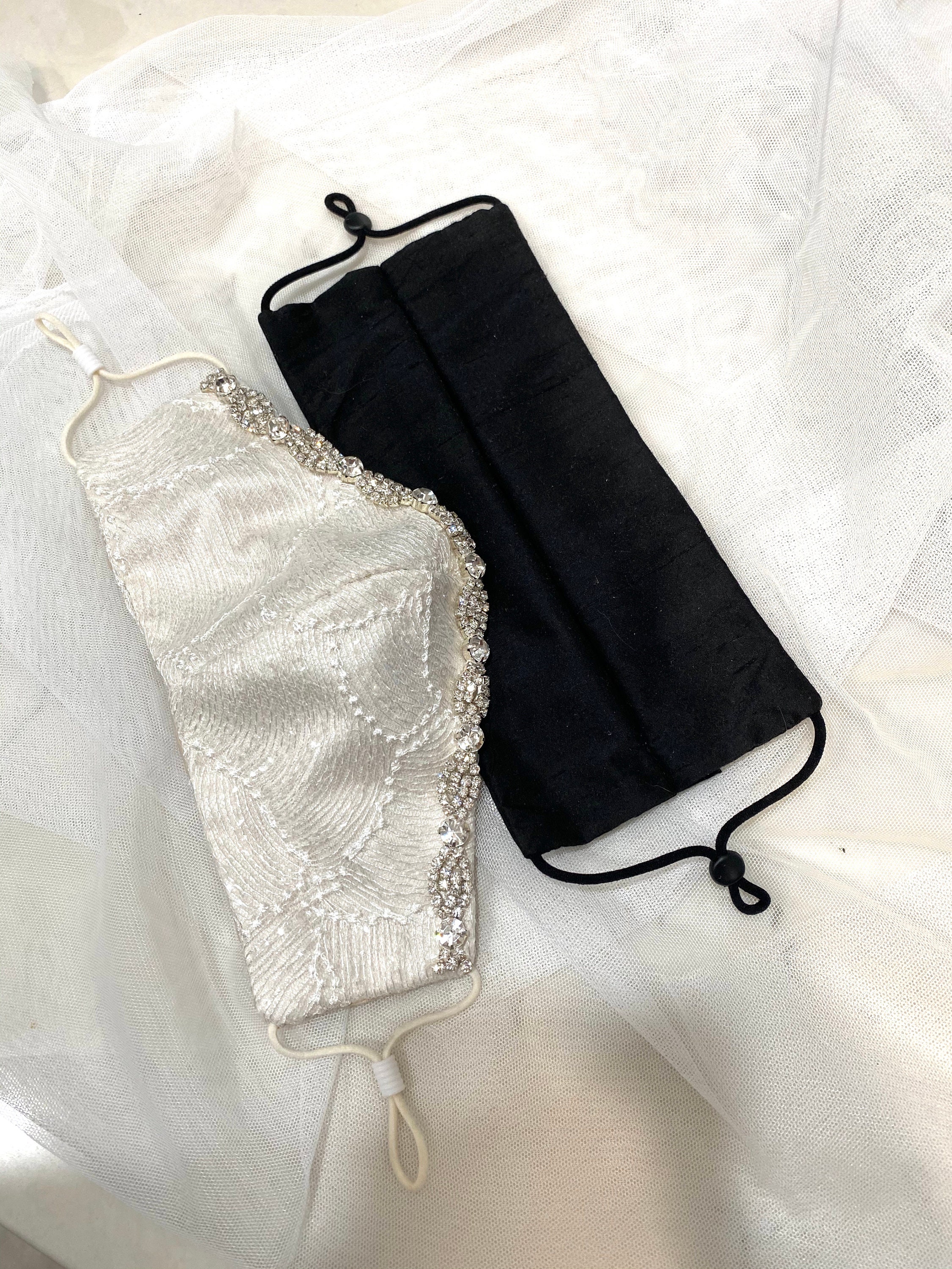 His and Hers Bridal Mask, Beaded Wedding Mask, Luxury Mask, Cotton Mask, Washable Mask, Face