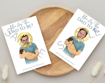 Who Has The Dad Baby Shower Game: Personalized Scratch Off Cards
