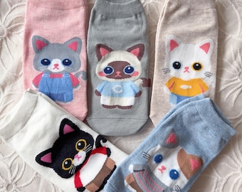 Cotton Cat Socks, Novelty Cat Lover Gift