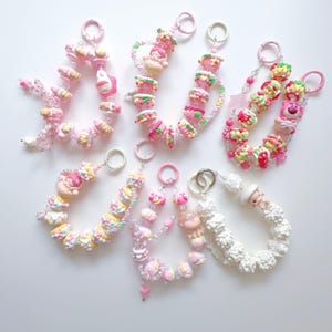 POPMART Phone Charm: Hand-Painted Beads Keychain, Skull Panda, Lotso Bear