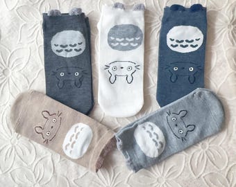 Cartoon Ankle Socks: 3D Ears Cotton Animal Socks, Size 5-8