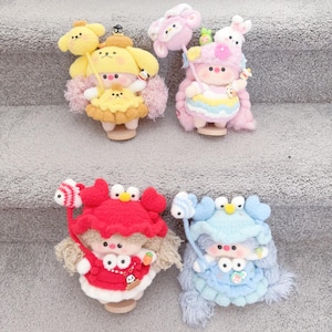 Crochet Fancy Pig girl with Sanrio outfit, handmade Crochet Doll, Anime Plushie