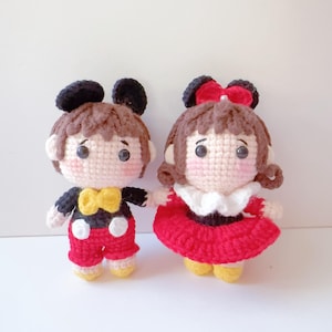 Handmade Crochet Mickey & Minnie Mouse Dolls: Couple's Gift