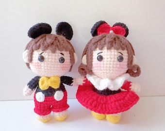 Handmade Crochet Mickey & Minnie Mouse Dolls: Couple's Gift