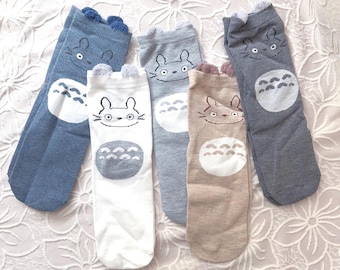 Cartoon Ankle Socks: 3D Ears Cotton Animal Socks, women Size 6-9