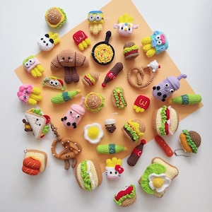 Fast Food Crochet collection, Food Crochet, Handmade Gift, Hamburger, Hotdog, Sandwich, Taco Crochet, funny toys, desk ornaments, office toy