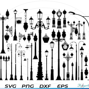 Street Lamp Svg Bundle, Street Lamp png, Vintage Lamp svg, Lantern Clipart, Street Light Vector, Classic Lamp svg, lamppost, road lamp