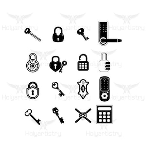 Bloqueo digital SVG, bloqueos de seguridad PNG, archivo de corte de teclas para Cricut,Vector,Silhouette para personalizar camisetas, Clipart, archivos de corte de vinilo