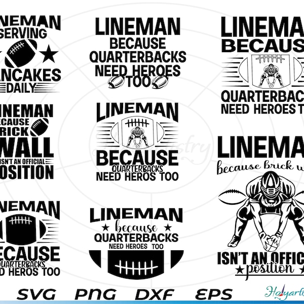 Football Lineman SVG, Lineman Cutting File for Cricut, Lineman Vector, Monogram Silhouette, Clipart, Vinyl cut Files, png, eps, dxf file