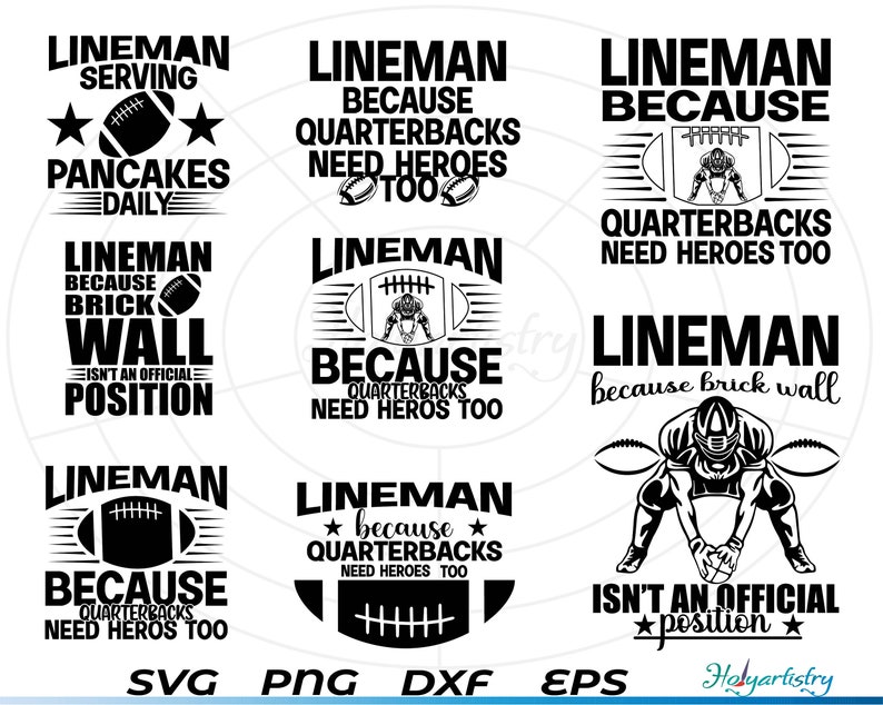 Joueur de ligne de football SVG, fichier de coupe de joueur de ligne pour Cricut, vecteur de joueur de ligne, monogramme Silhouette, Clipart, vinyle coupe fichiers, png, eps, fichier dxf image 1