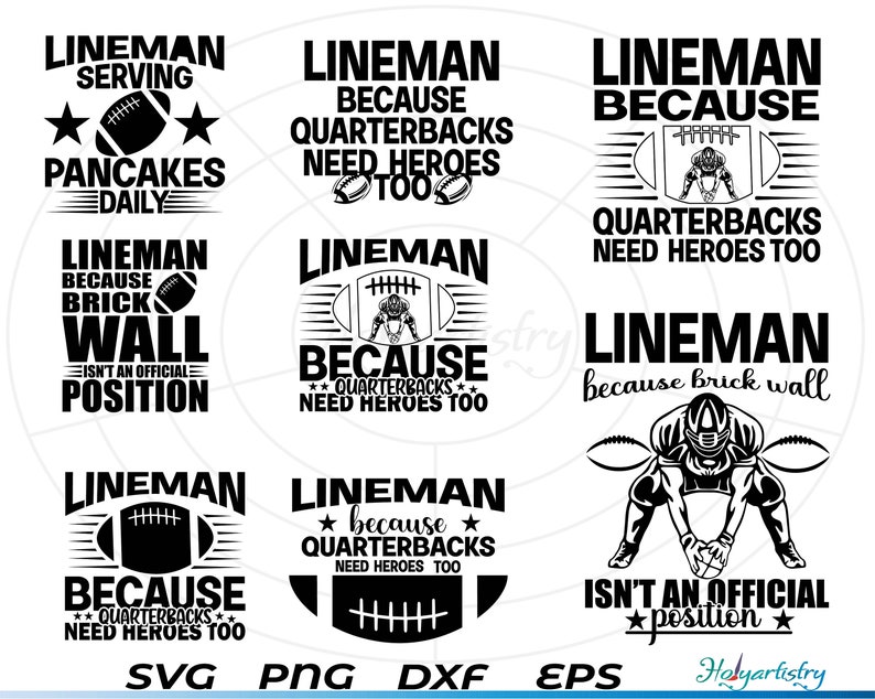 Joueur de ligne de football SVG, fichier de coupe de joueur de ligne pour Cricut, vecteur de joueur de ligne, monogramme Silhouette, Clipart, vinyle coupe fichiers, png, eps, fichier dxf image 2