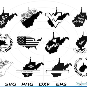 West Virginia svg, West Virginia State, West Virginia Home svg, Clipart, Cut Files for Silhouette, Files for Cricut, Vector, dxf, png