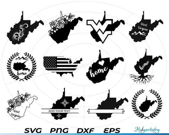 West Virginia svg, West Virginia State, West Virginia Home svg, Clipart, Cut Files for Silhouette, Files for Cricut, Vector, dxf, png