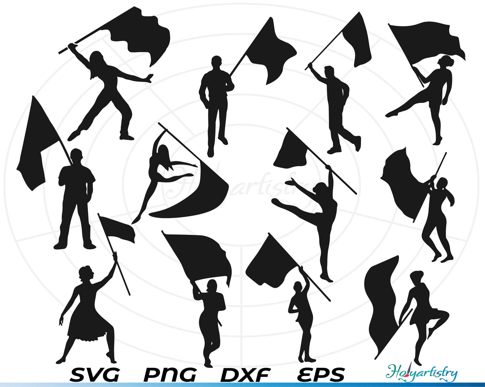 Color Guard Flags Bundle Svg, Color Guard Clipart, Color Guard Marching