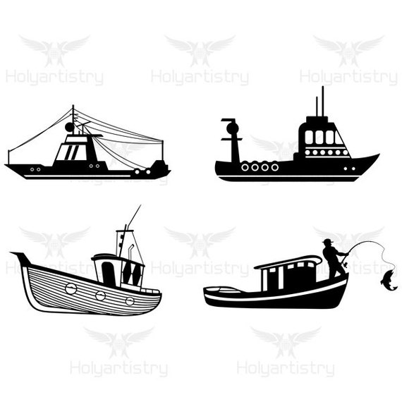 Fishing Boat SVG, Fishing PNG, Ship Cutting File for Cricut, Trawler  Vector, Fishing Trawlers Silhouette, Fisherman Clipart, Vinyl cut Files