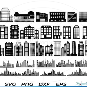 City building svg, silhouette set, city PNG, building silhouette, city SVG, skyline clipart, house set, town clipart, city PNG
