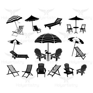Beach Chair SVG, Chair Cutting File for Cricut, Beach Vector, Summer Silhouette for Customizing T-Shirts, Vacation Clipart, Vinyl cut Files