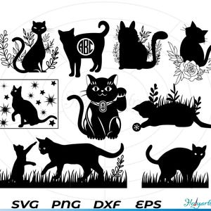 Cat SVG, Cute Cat Clipart, Kitten Cut Files, Cat Silhouette, Cute Kitten Svg, Cartoon Kitten Svg, Animal Cricut, Instant Download