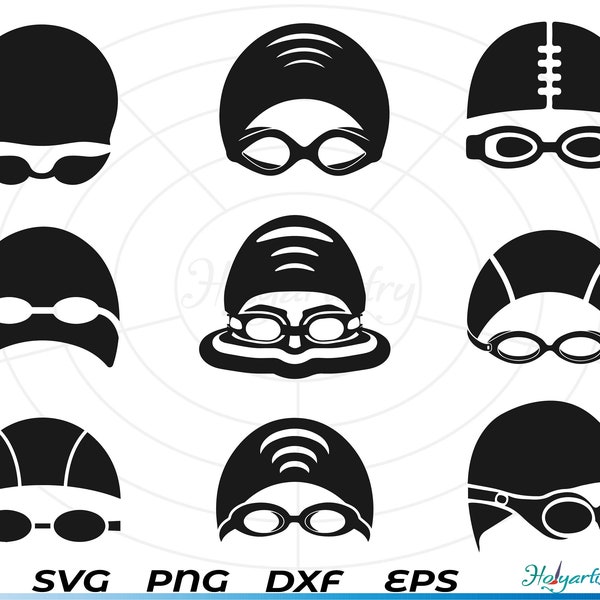 Schwimmbrille Mann SVG, Schwimmbrille svg, Schwimmer svg, Brille svg, Clipart, geschnittene Dateien für Silhouette, Dateien für Cricut, Vektor, dxf, png