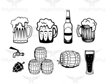 Cerveza de vidrio y botella SVG, archivo de corte de cerveza para Cricut,Vector,Silhouette para personalizar camisetas, Clipart, archivos de corte de vinilo