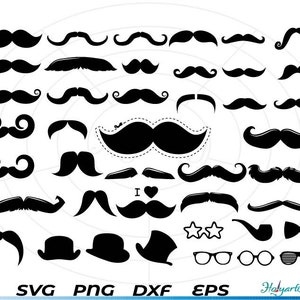 Mustache SVG, Mustaches Svg, Mustache Clipart, Mustache Bundle Svg, Mustache Vectors, Mustache Silhouette, Mustache Cut File for Cricut, art